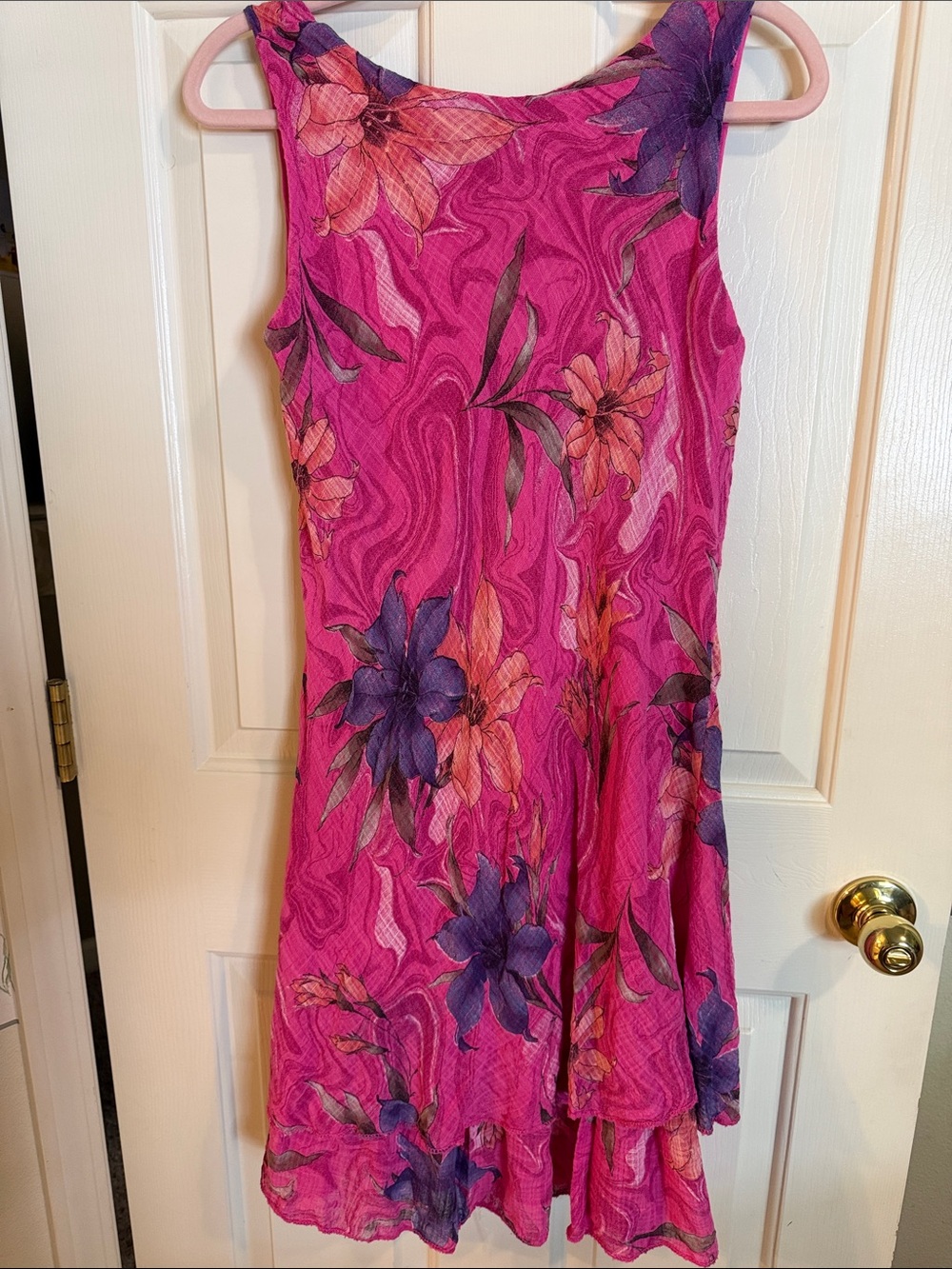 Tempo Paris Fuchsia Floral Sleeveless Mini Dress